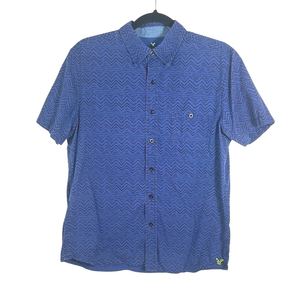 American Eagle Outfitters Slim Fit Blue Geometric‎ Button Shirt Men's M Preppy